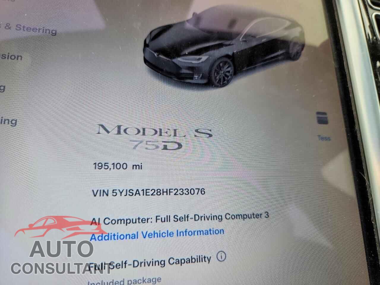 TESLA MODEL S 2017 - 5YJSA1E28HF233076