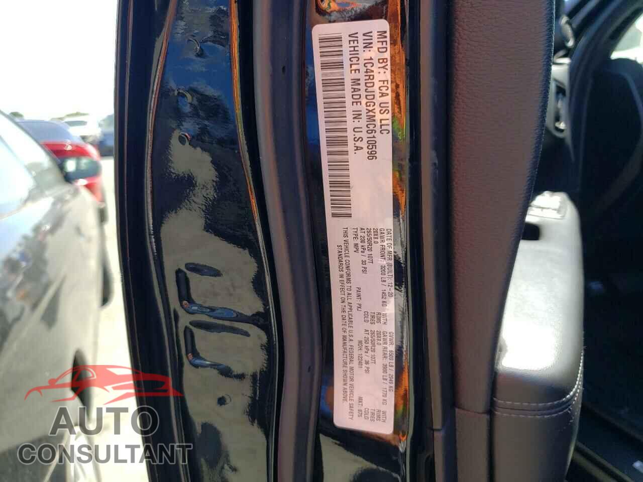 DODGE DURANGO 2021 - 1C4RDJDGXMC610596