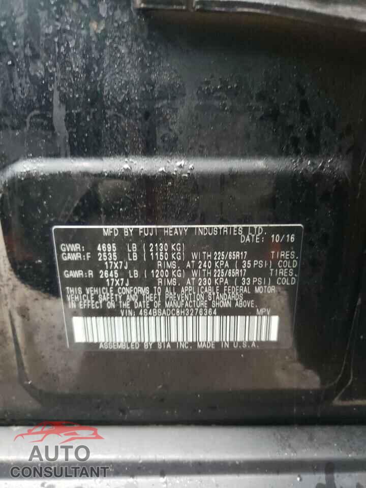 SUBARU OUTBACK 2017 - 4S4BSADC8H3276364
