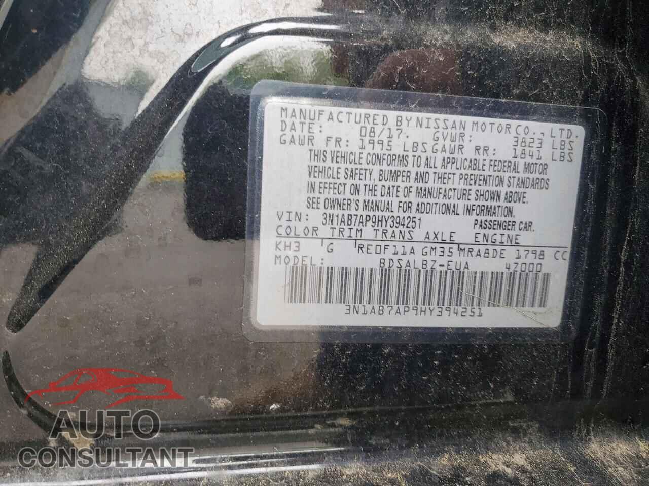 NISSAN SENTRA 2017 - 3N1AB7AP9HY394251