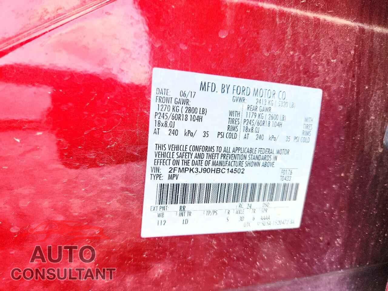 FORD EDGE 2017 - 2FMPK3J90HBC14502