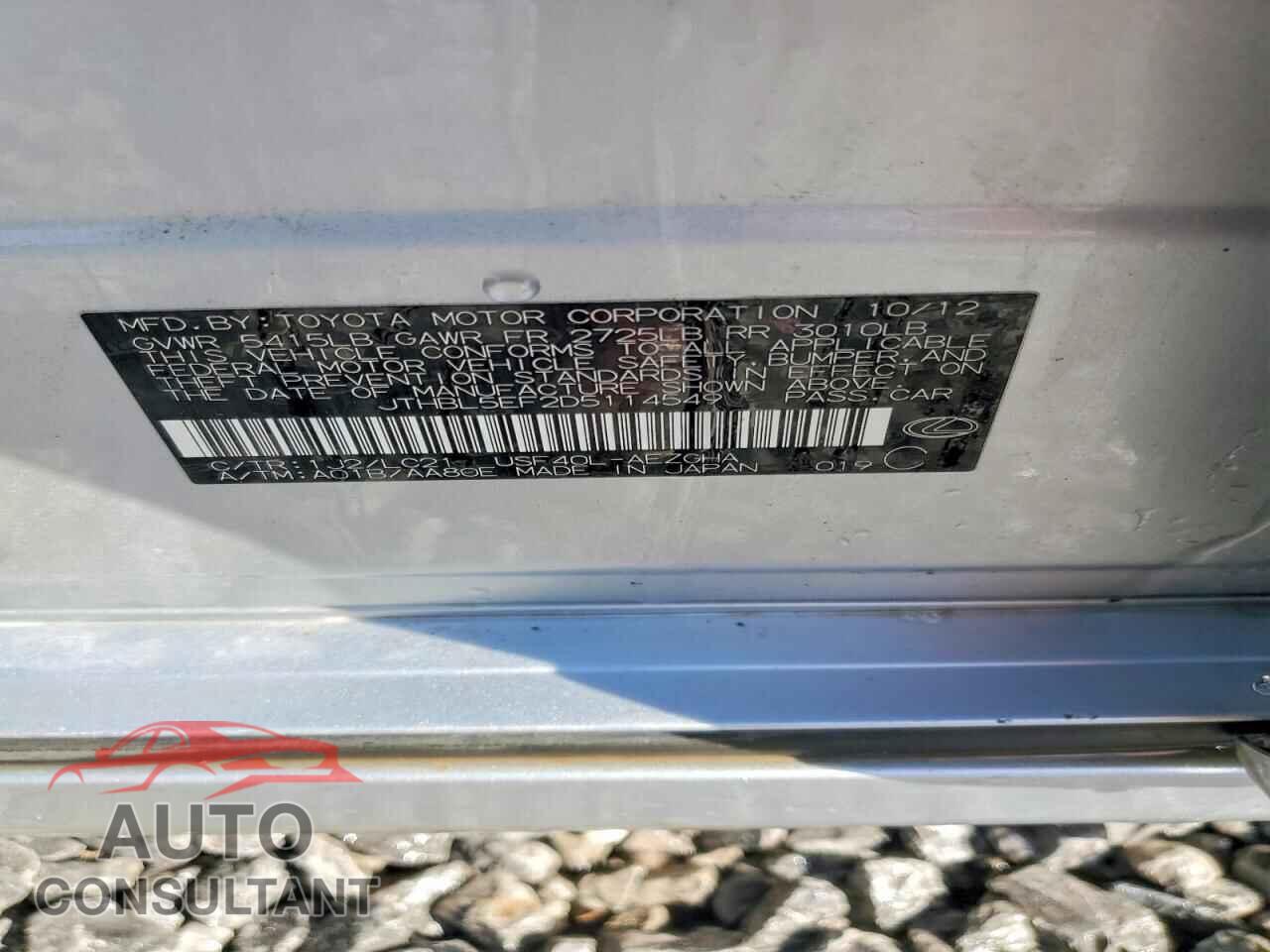 LEXUS LS460 2013 - JTHBL5EF2D5114549