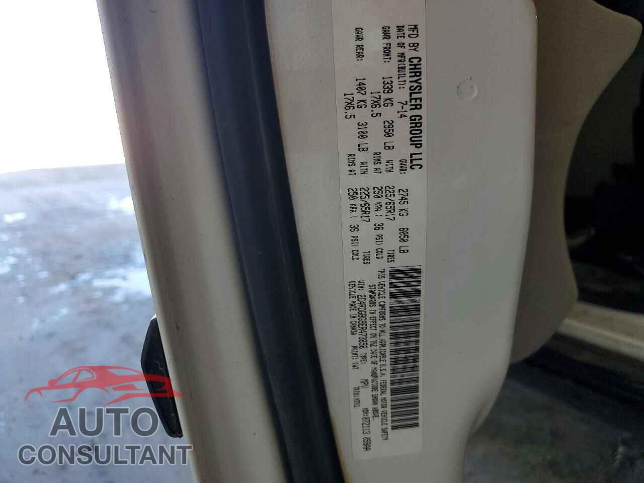 DODGE CARAVAN 2014 - 2C4RDGBG9ER473858