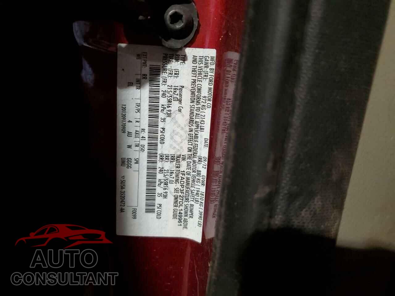 FORD FOCUS 2013 - 1FADP3F27DL149961