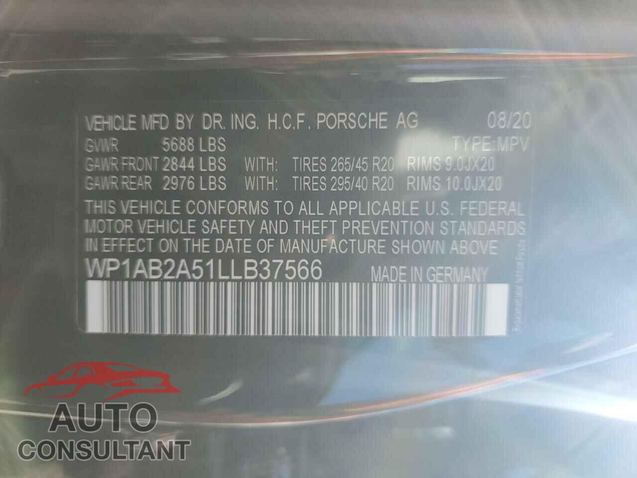 PORSCHE MACAN 2020 - WP1AB2A51LLB37566