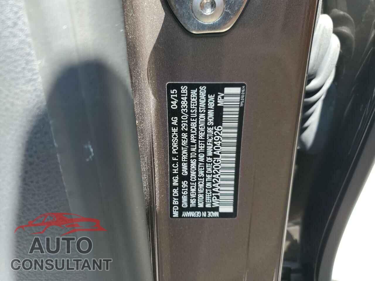 PORSCHE CAYENNE 2016 - WP1AA2A20GLA04926