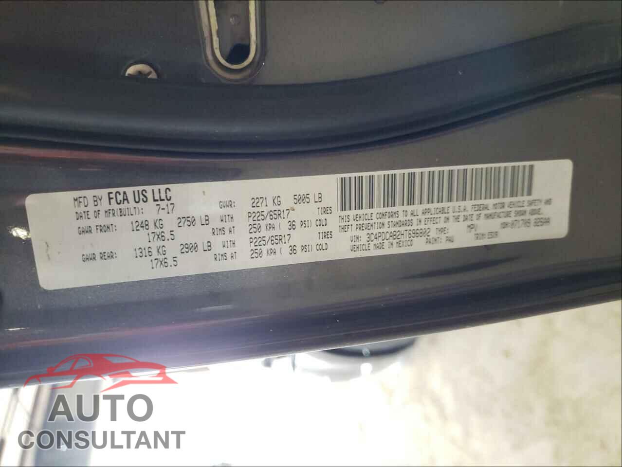 DODGE JOURNEY 2017 - 3C4PDCAB2HT696802