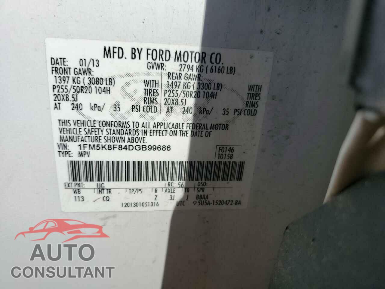 FORD EXPLORER 2013 - 1FM5K8F84DGB99686