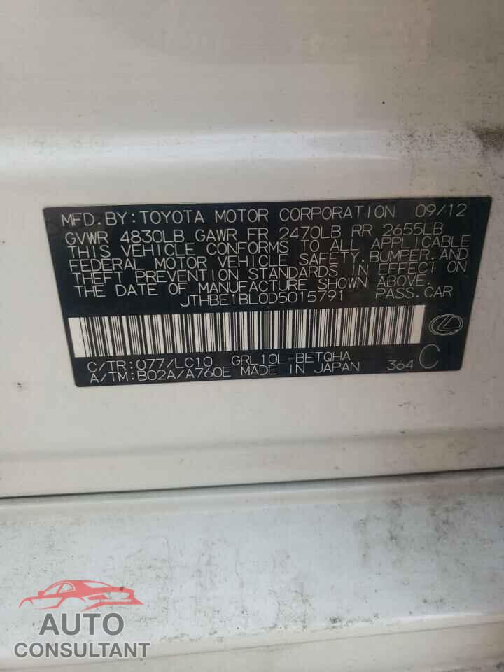 LEXUS GS350 2013 - JTHBE1BL0D5015791
