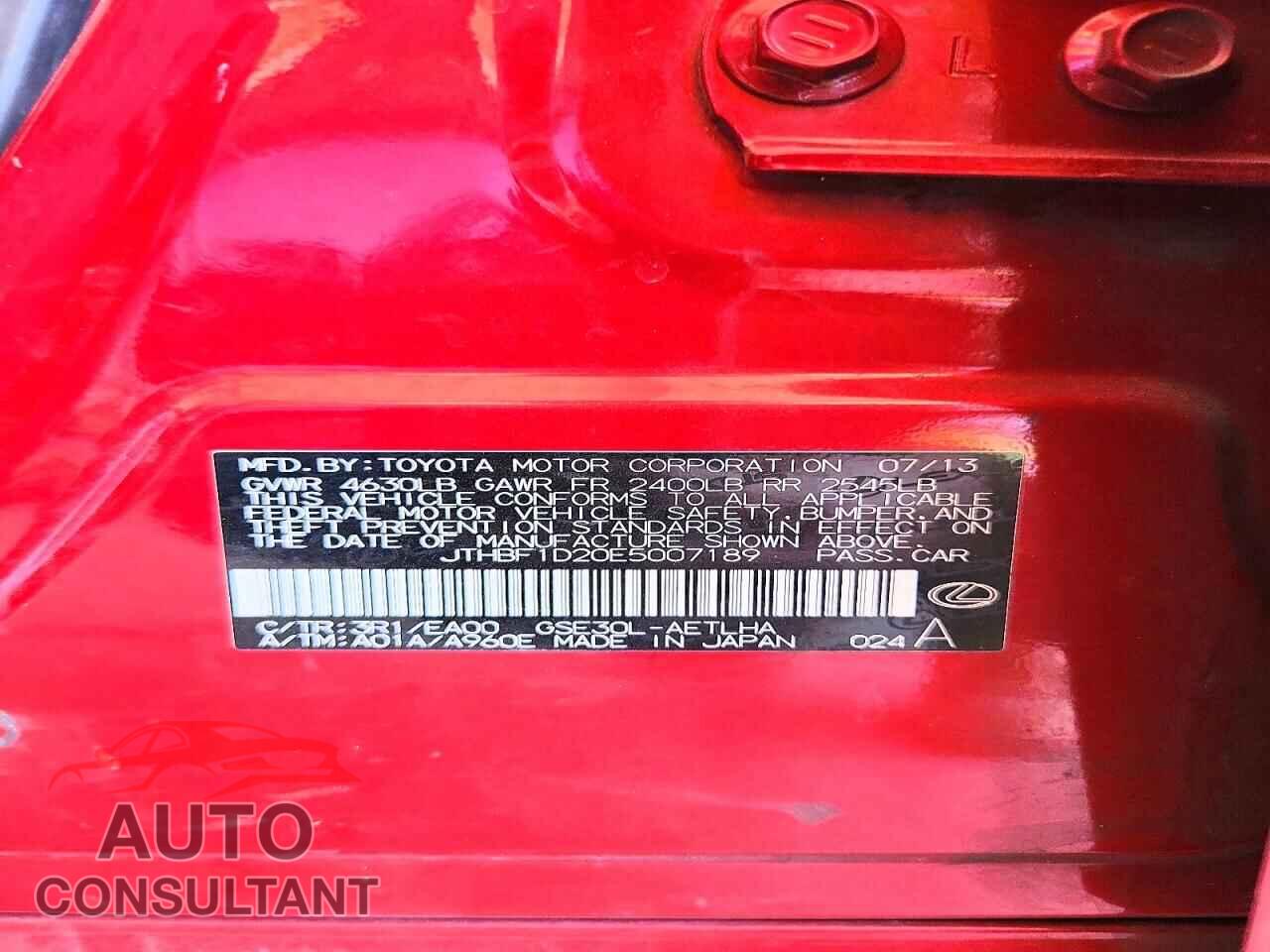 LEXUS IS 2014 - JTHBF1D20E5007189