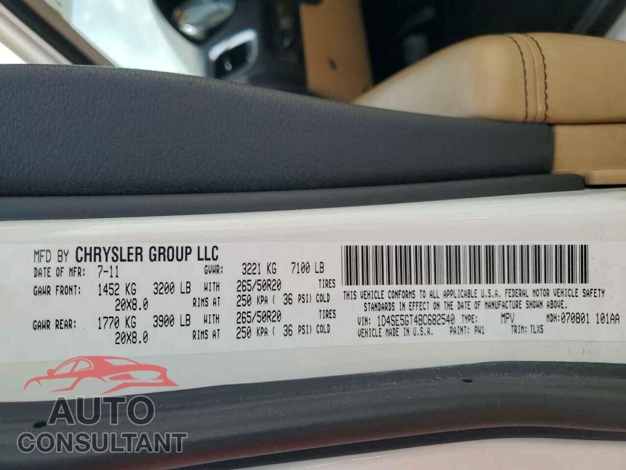 DODGE DURANGO 2011 - 1D4SE5GT4BC682540