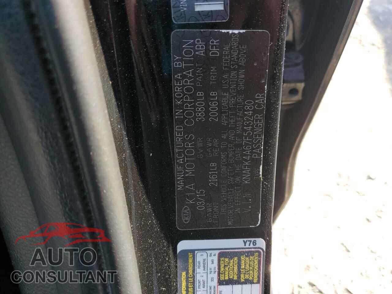 KIA FORTE 2015 - KNAFK4A67F5432480