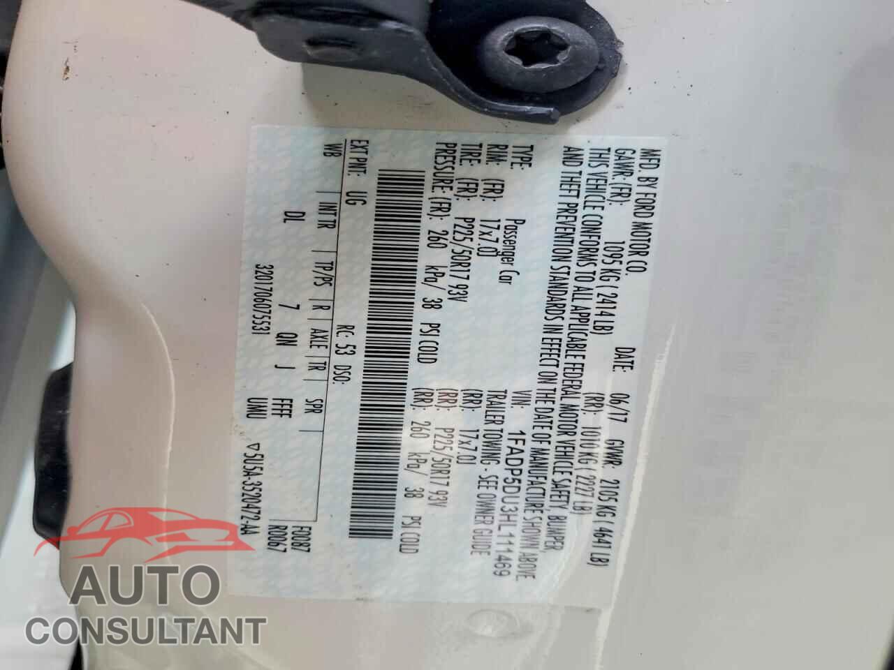 FORD CMAX 2017 - 1FADP5DU3HL111469