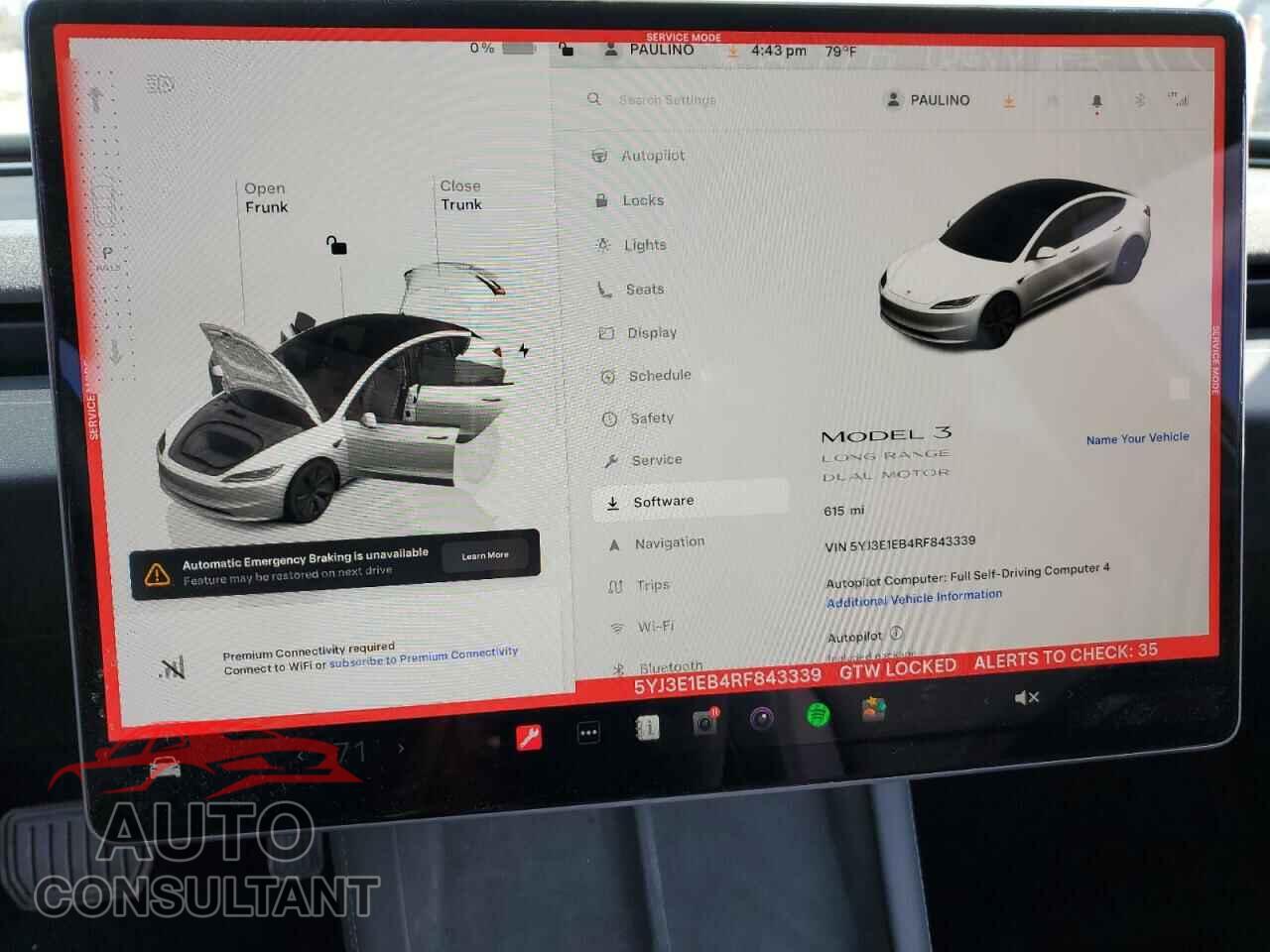 TESLA MODEL 3 2024 - 5YJ3E1EB4RF843339