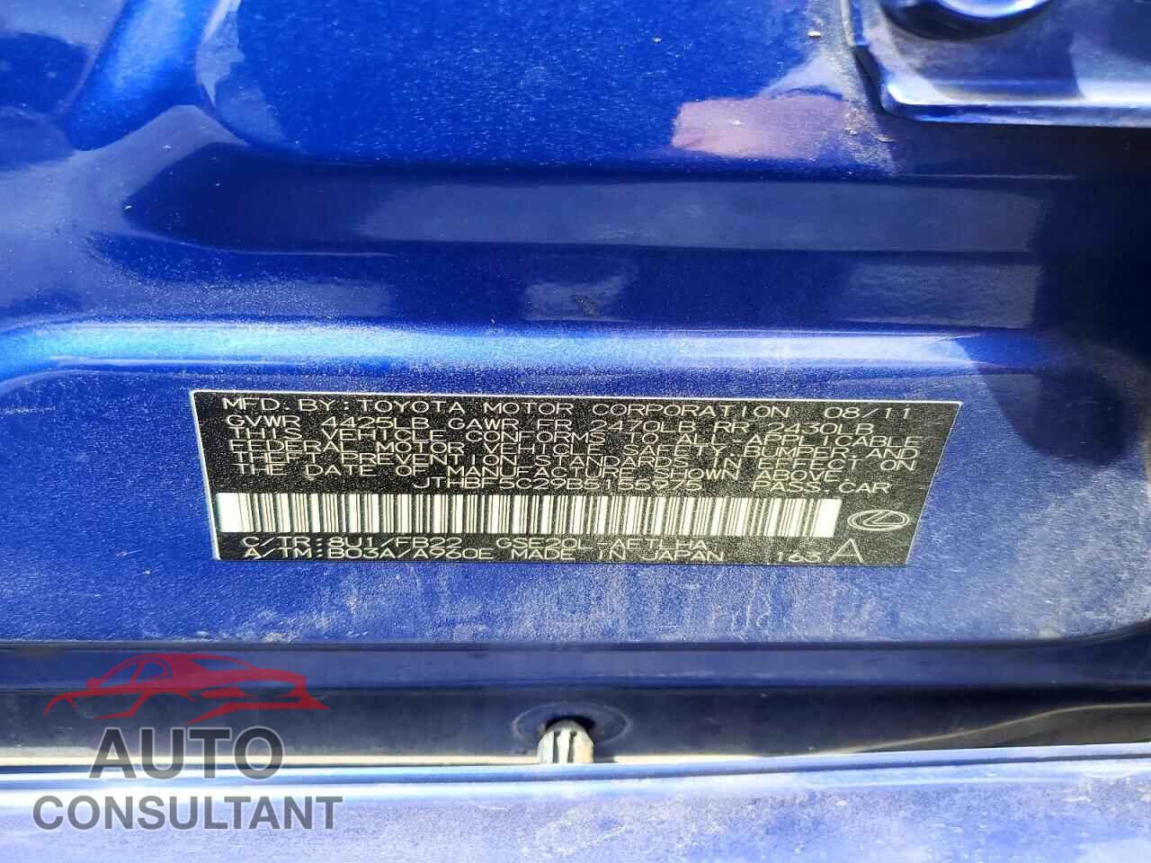LEXUS IS 2011 - JTHBF5C29B5155975