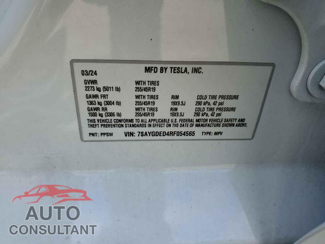 TESLA MODEL Y 2024 - 7SAYGDED4RF054565
