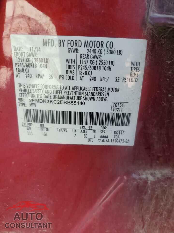 FORD EDGE 2014 - 2FMDK3KC2EBB55140