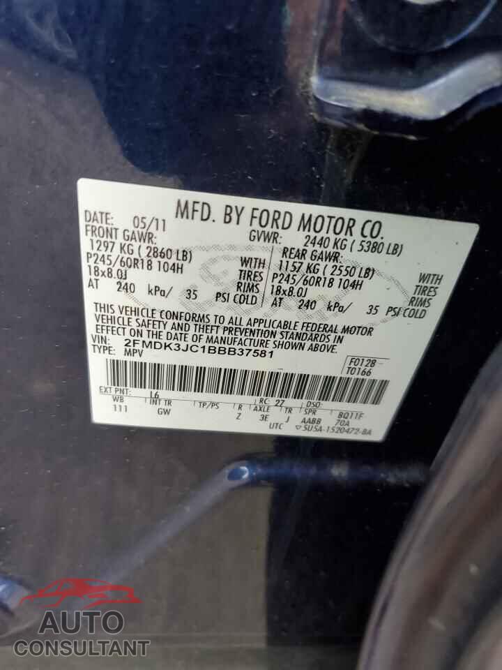 FORD EDGE 2011 - 2FMDK3JC1BBB37581