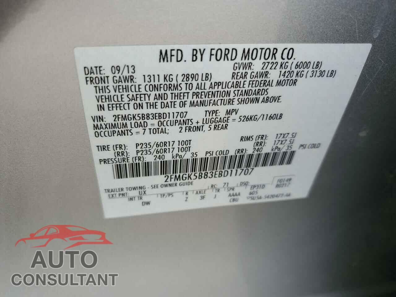 FORD FLEX 2014 - 2FMGK5B83EBD11707