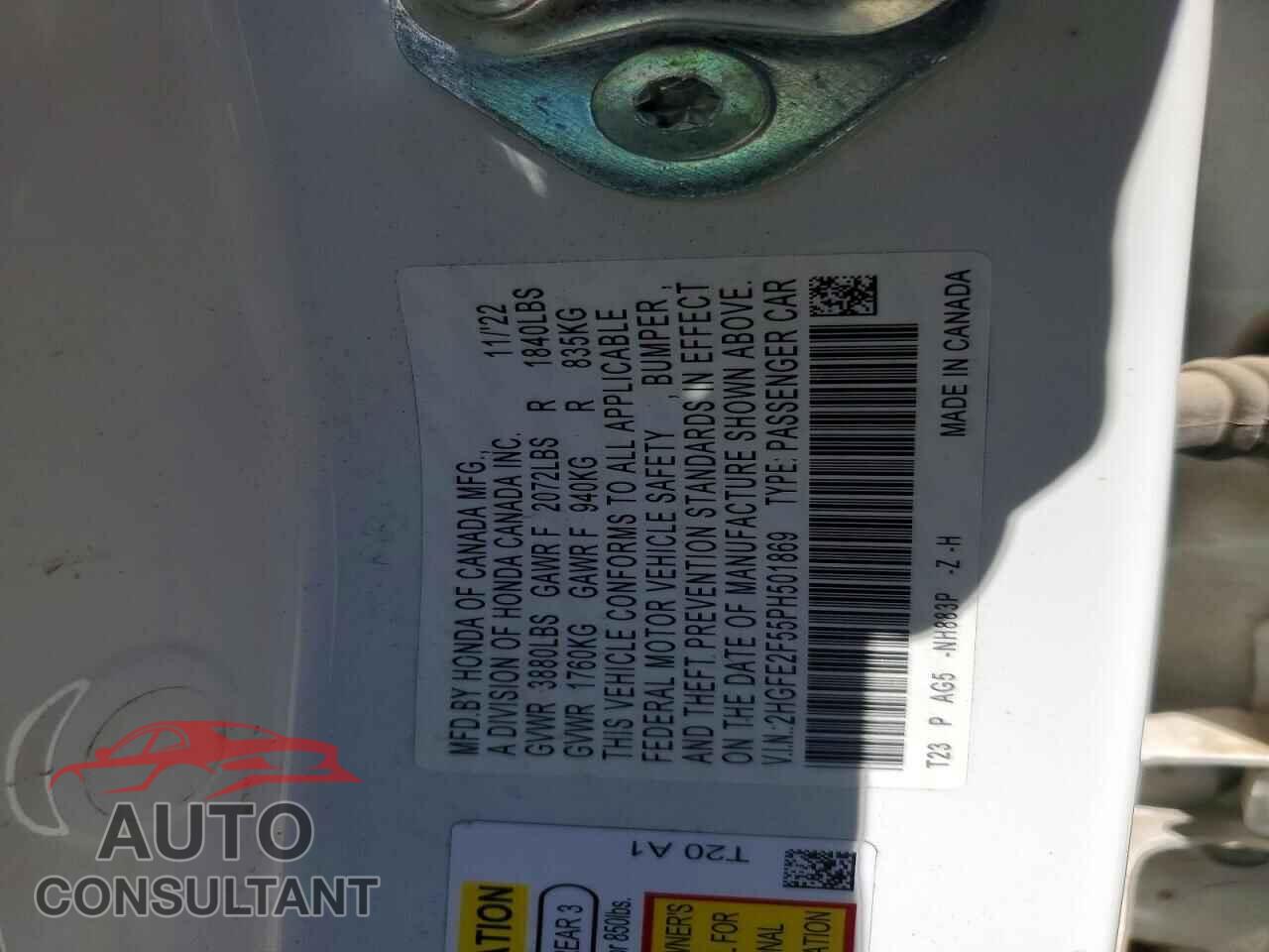 HONDA CIVIC 2023 - 2HGFE2F55PH501869