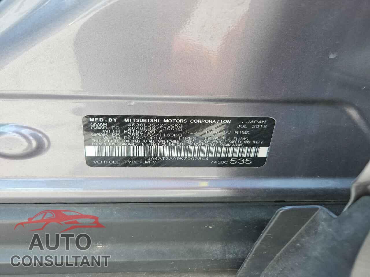 MITSUBISHI ECLIPSE 2019 - JA4AT3AA9KZ002844
