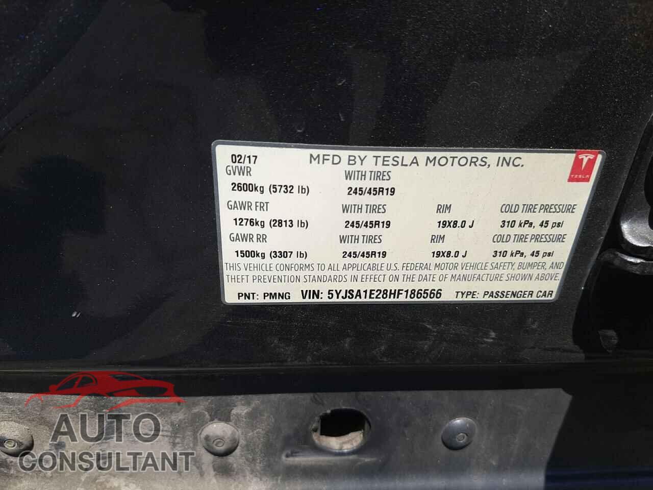 TESLA MODEL S 2017 - 5YJSA1E28HF186566