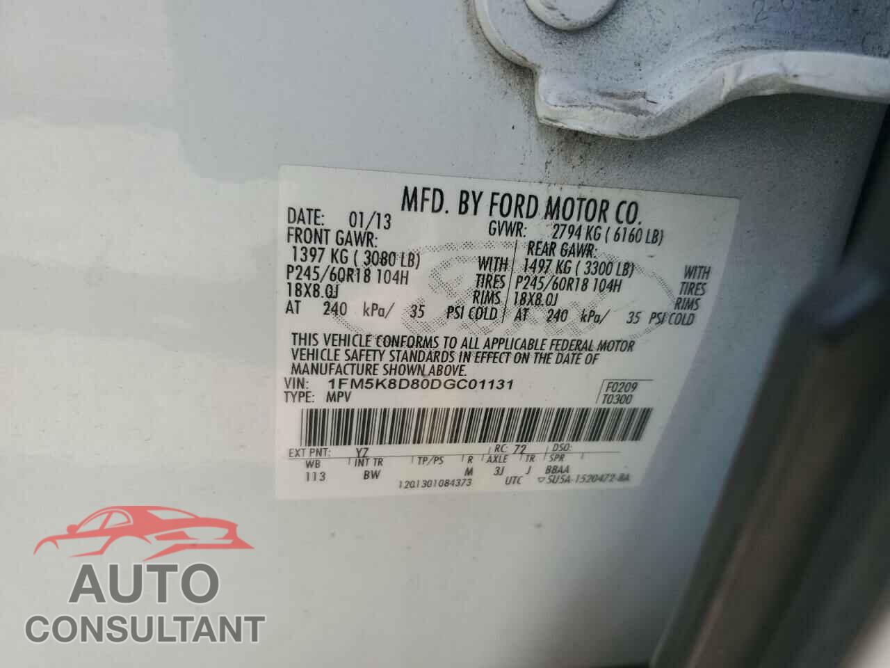 FORD EXPLORER 2013 - 1FM5K8D80DGC01131