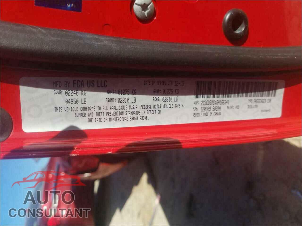 DODGE CHALLENGER 2016 - 2C3CDZAG4GH166341