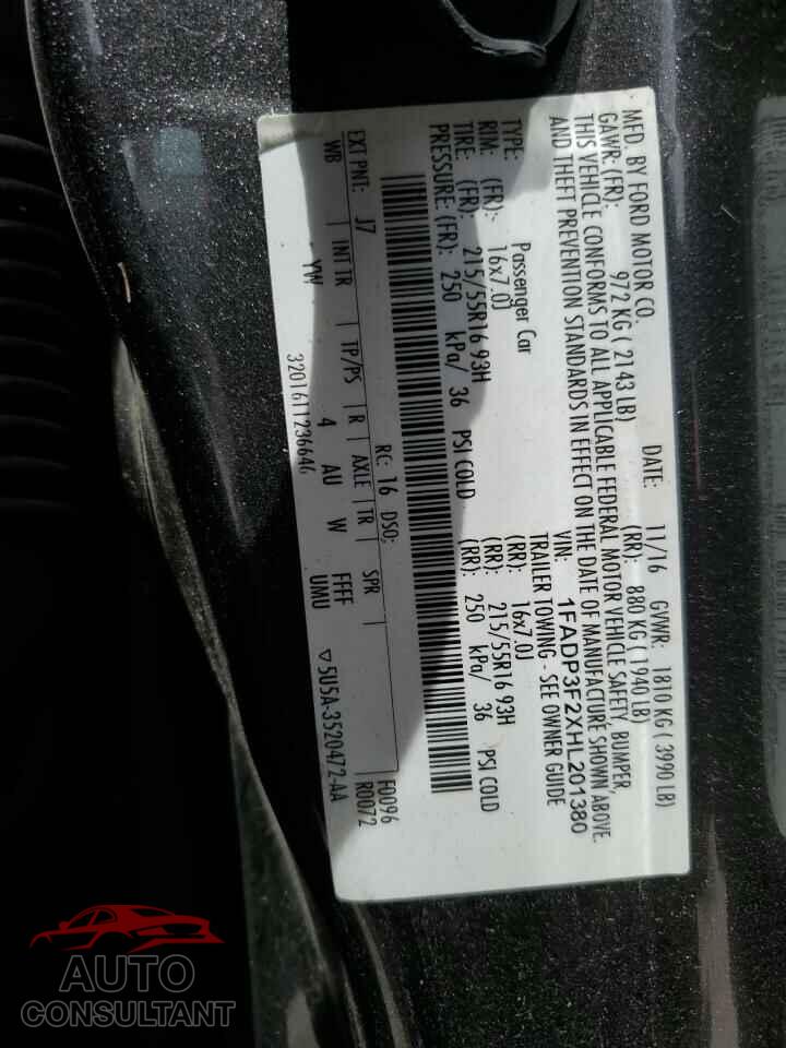 FORD FOCUS 2017 - 1FADP3F2XHL201380