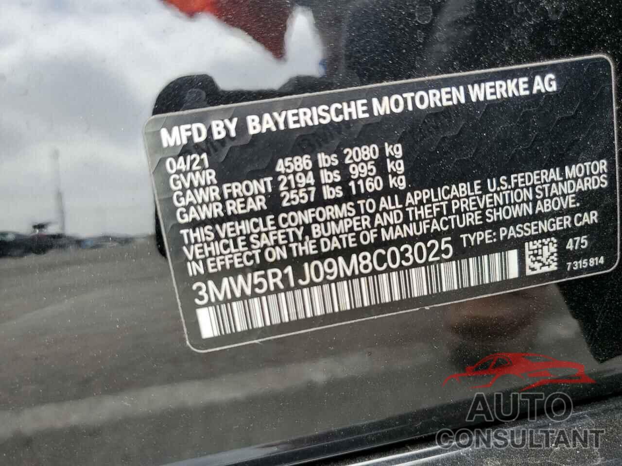 BMW 3 SERIES 2021 - 3MW5R1J09M8C03025