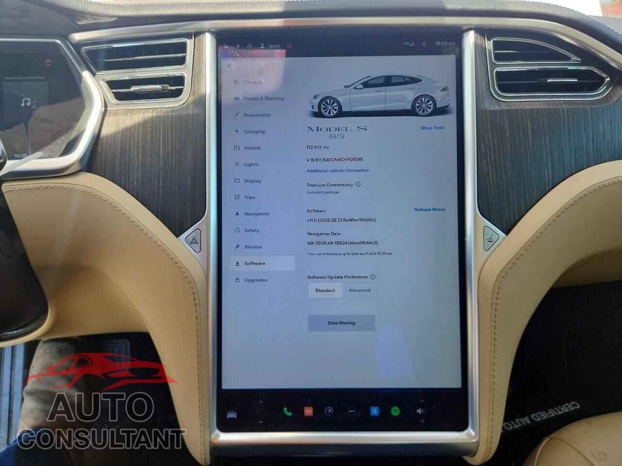 TESLA MODEL S 2012 - 5YJSA1CN9CFP01595