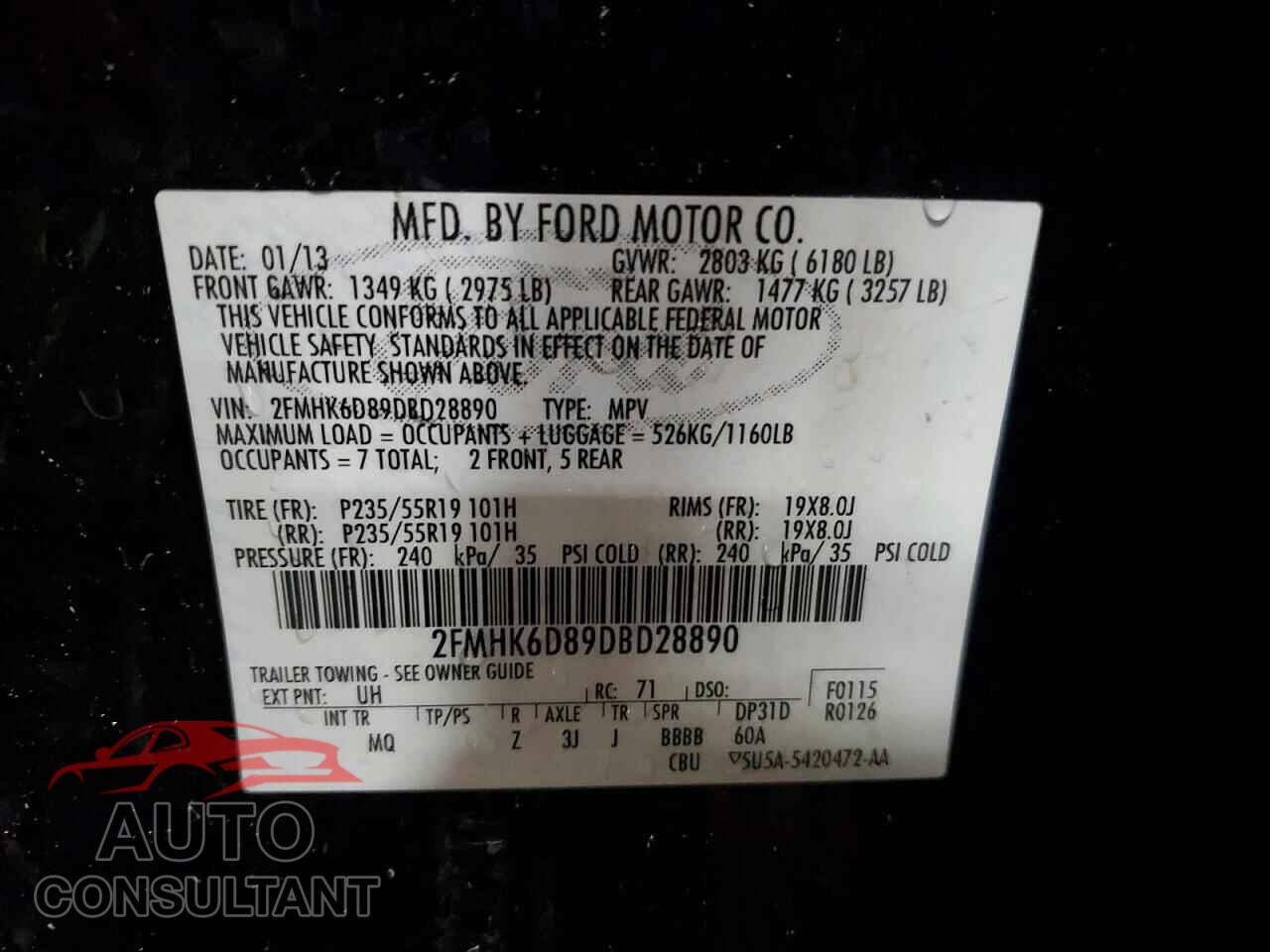 FORD FLEX 2013 - 2FMHK6D89DBD28890