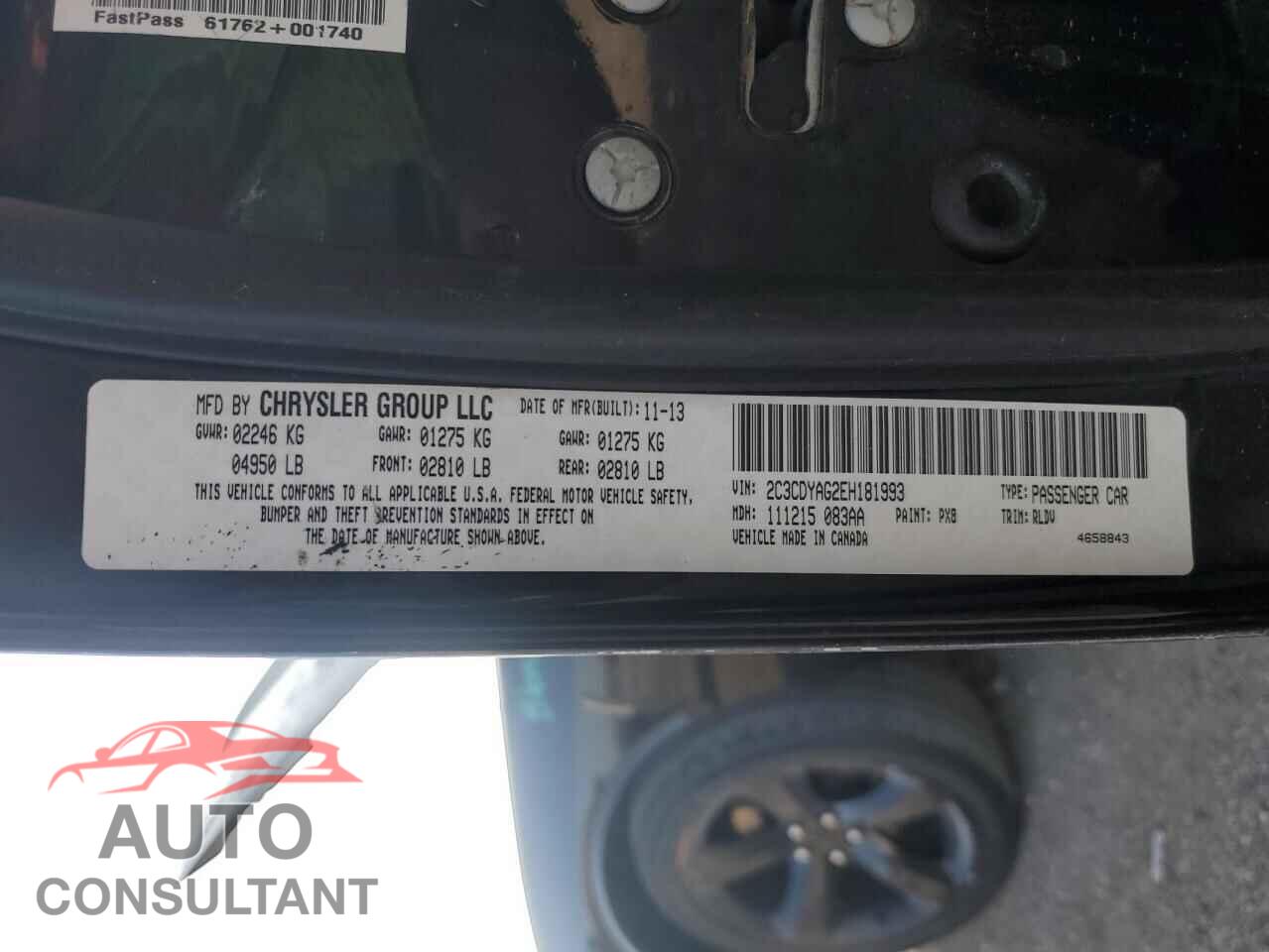 DODGE CHALLENGER 2014 - 2C3CDYAG2EH181993