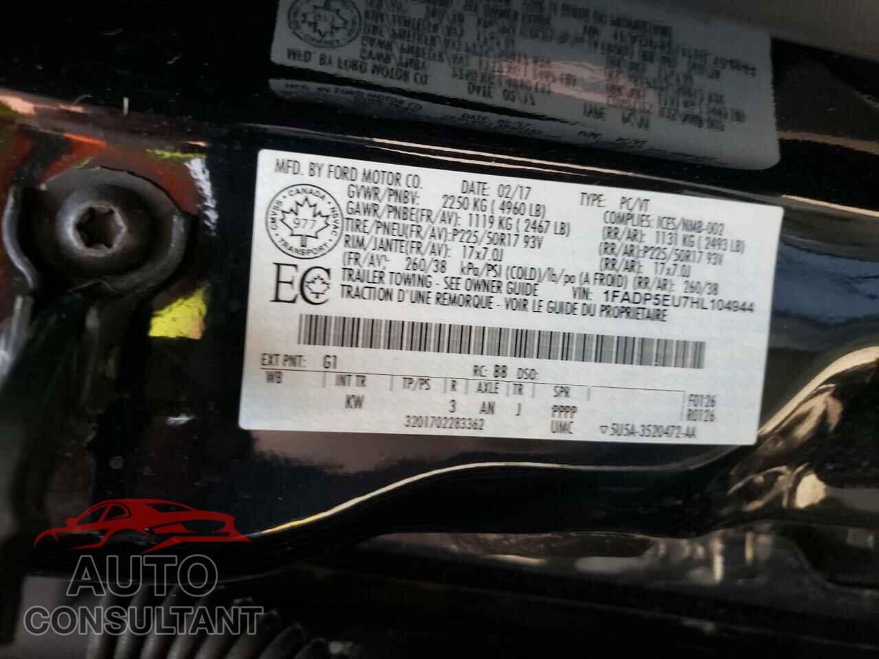 FORD CMAX 2017 - 1FADP5EU7HL104944