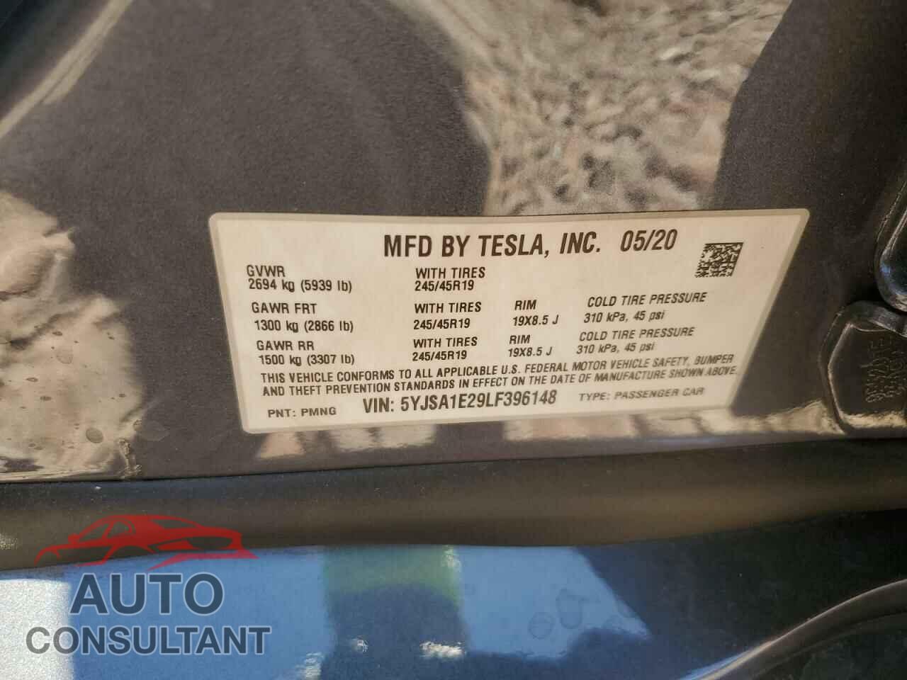 TESLA MODEL S 2020 - 5YJSA1E29LF396148