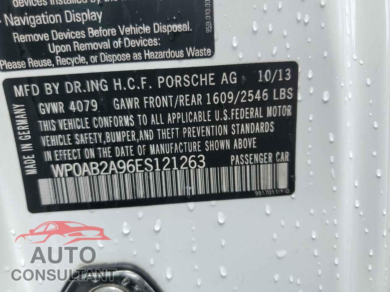PORSCHE 911 2014 - WP0AB2A96ES121263
