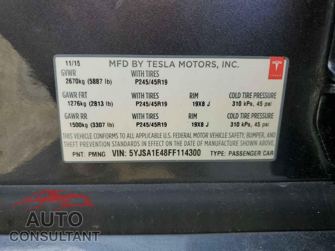TESLA MODEL S 2015 - 5YJSA1E48FF114300