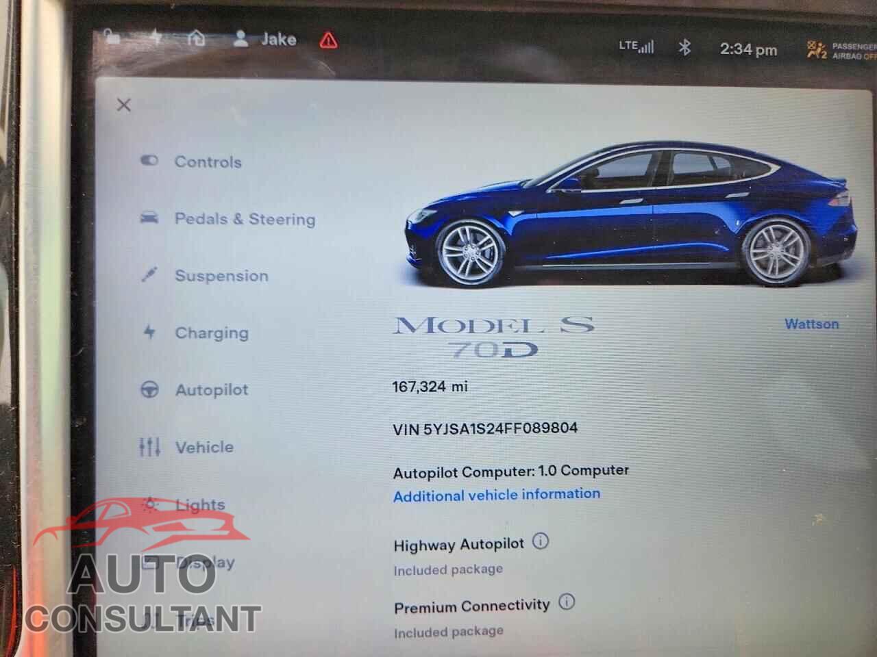 TESLA MODEL S 2015 - 5YJSA1S24FF089804