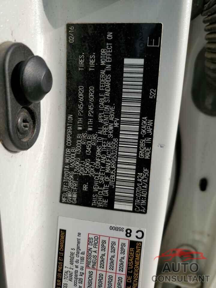 TOYOTA 4RUNNER 2016 - JTEBU5JR9G5323558
