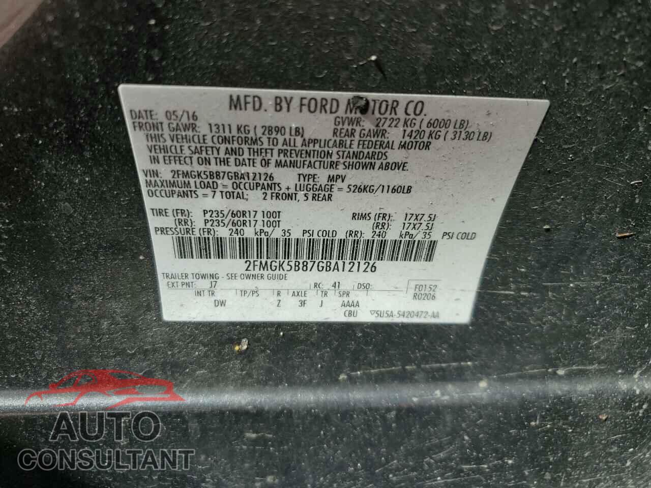 FORD FLEX 2016 - 2FMGK5B87GBA12126