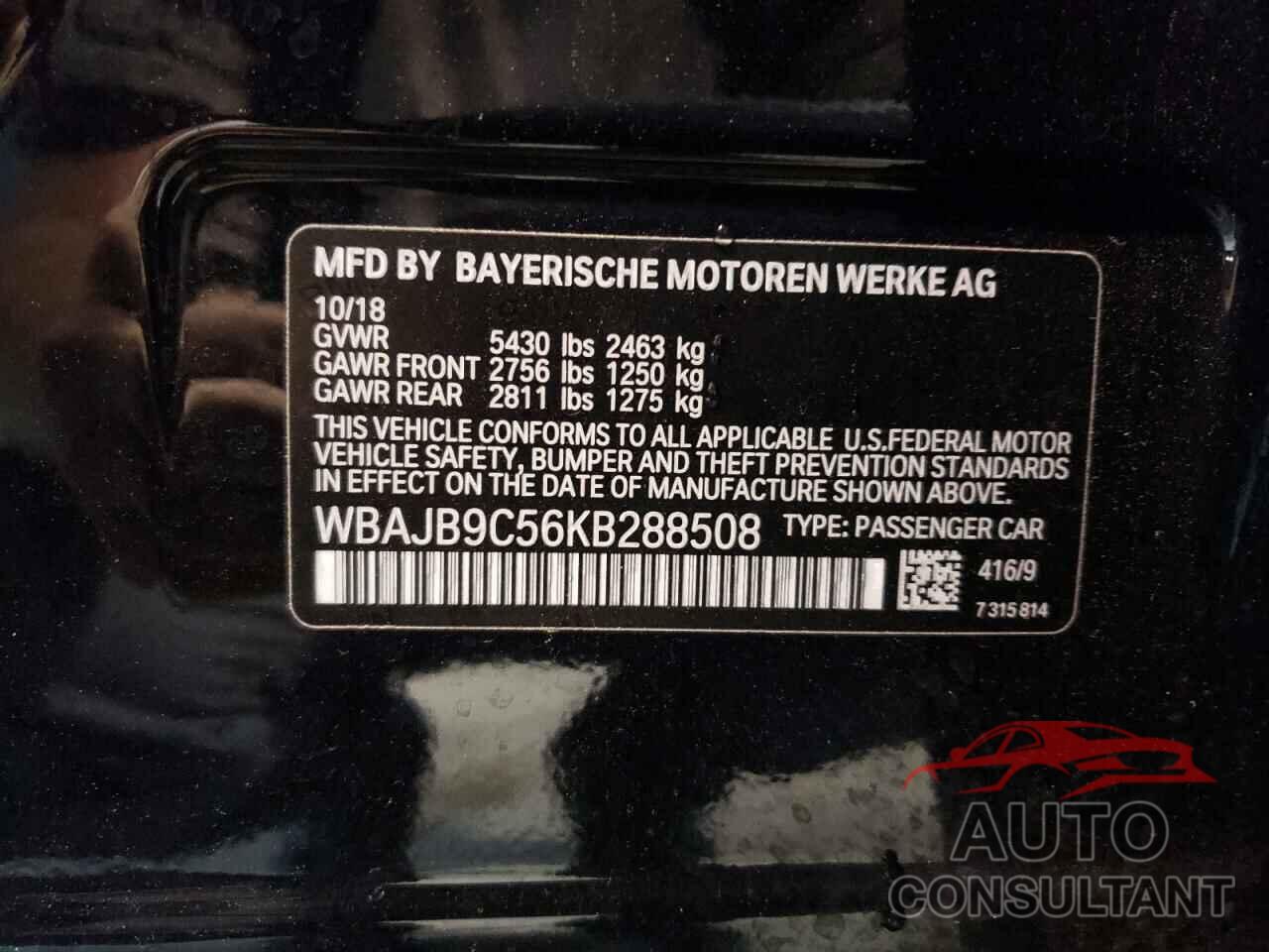 BMW M5 2019 - WBAJB9C56KB288508