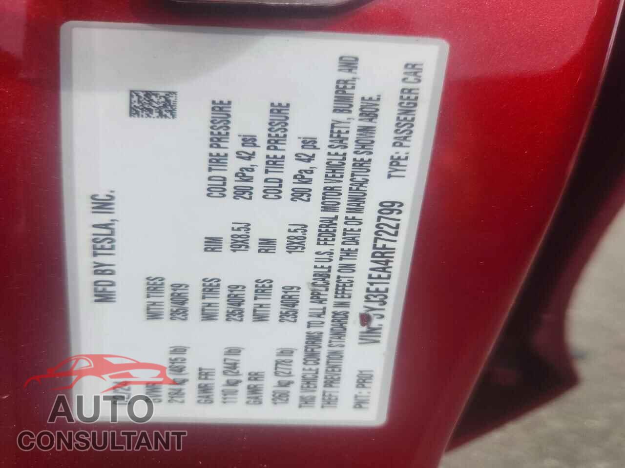 TESLA MODEL 3 2024 - 5YJ3E1EA4RF722799