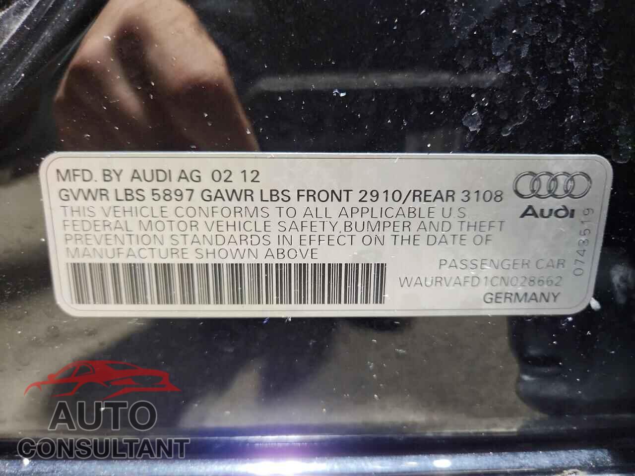 AUDI A8 2012 - WAURVAFD1CN028662