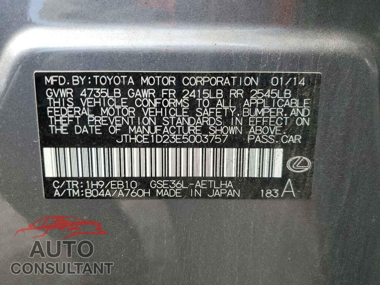 LEXUS IS 2014 - JTHCE1D23E5003757