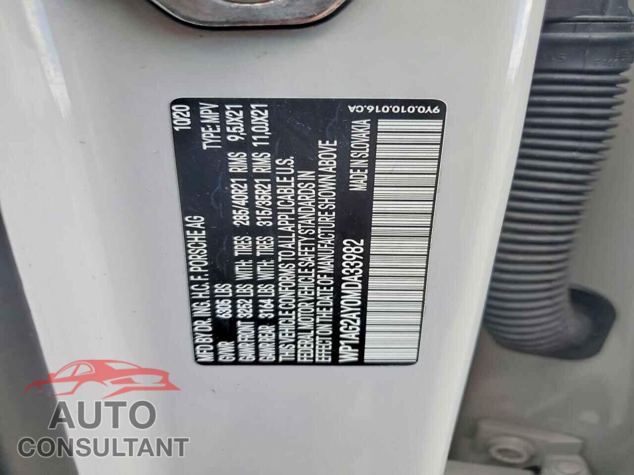 PORSCHE CAYENNE 2021 - WP1AG2AY0MDA33982
