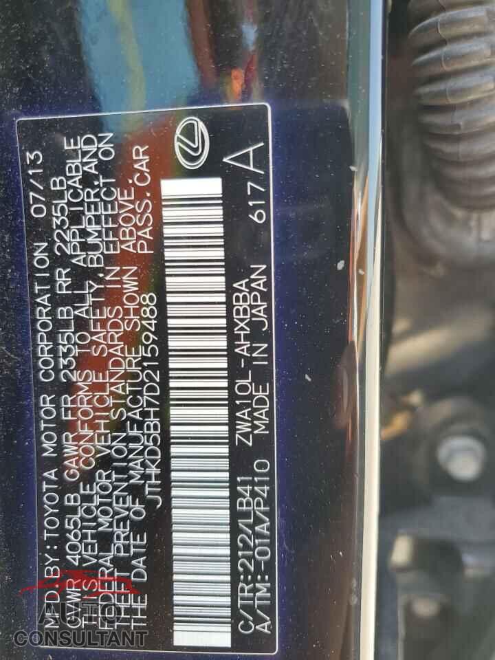 LEXUS CT 200 2013 - JTHKD5BH7D2159488