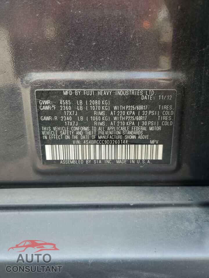 SUBARU OUTBACK 2013 - 4S4BRCCC9D3260144