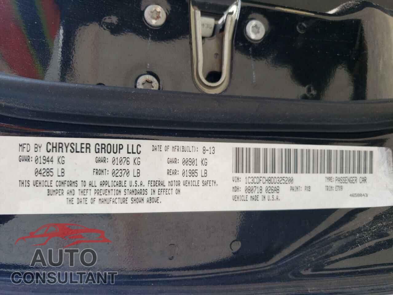 DODGE DART 2013 - 1C3CDFCH8DD325200
