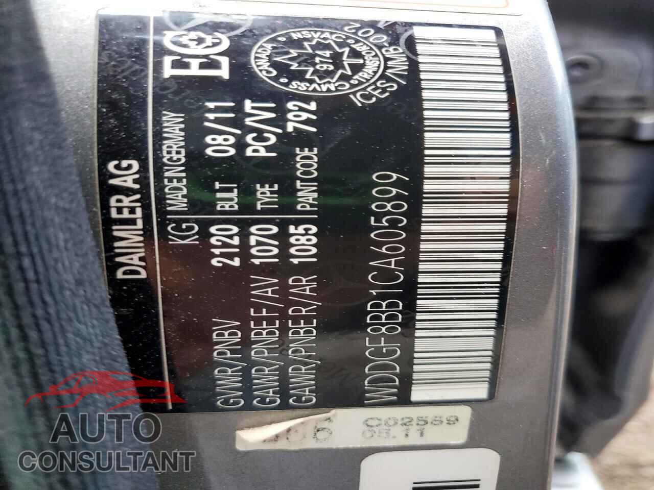 MERCEDES-BENZ C-CLASS 2012 - WDDGF8BB1CA605899