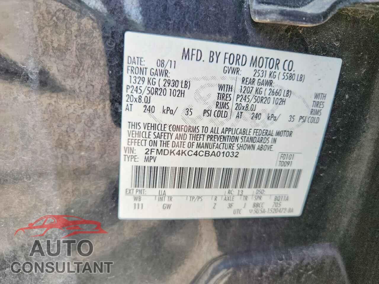 FORD EDGE 2012 - 2FMDK4KC4CBA01032